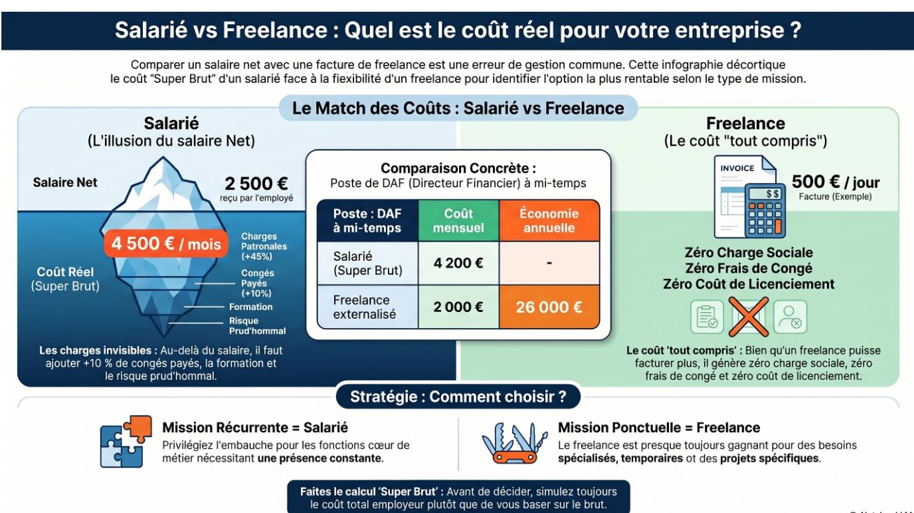 Infographie Salarié vs Freelance — Menocya Consulting